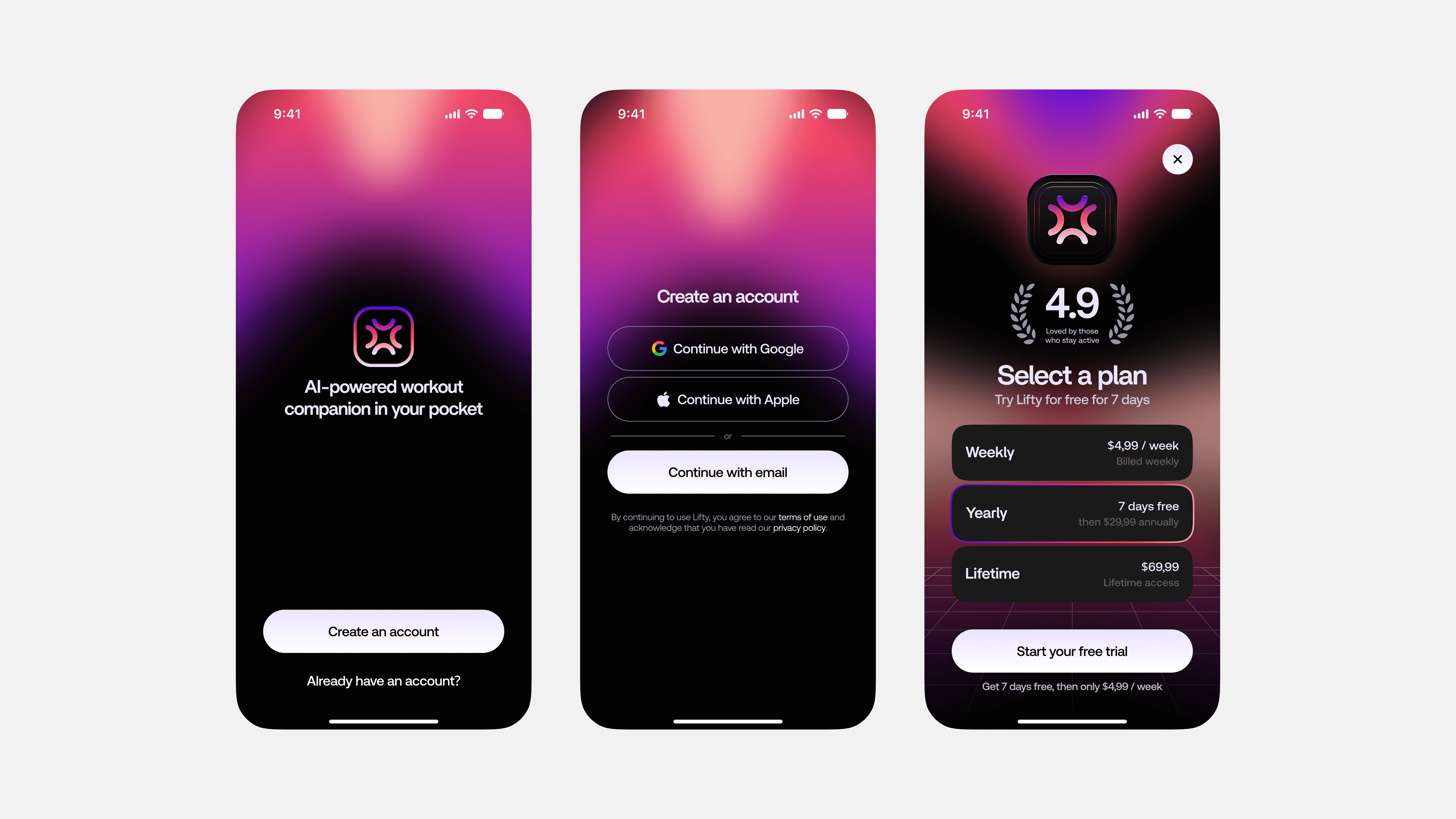 Project 04: AI workout app: welcome, sign-up, and paywall screens